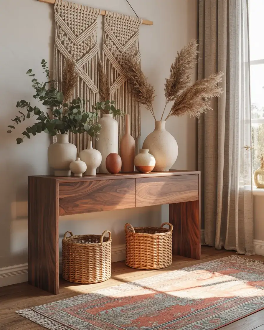 Bohemian Entry Table with Natural Layers 2