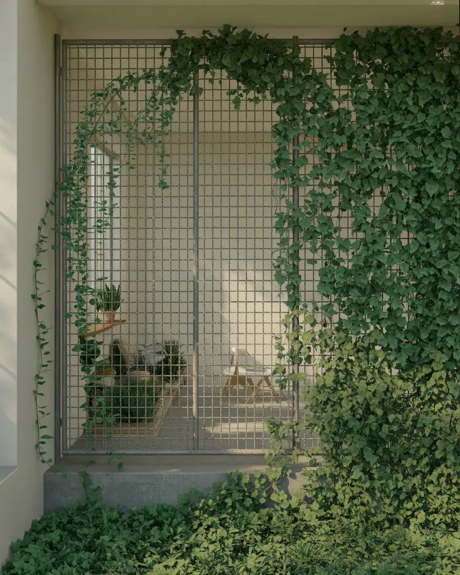 Chain Link Fence With Green Privacy Plants 2