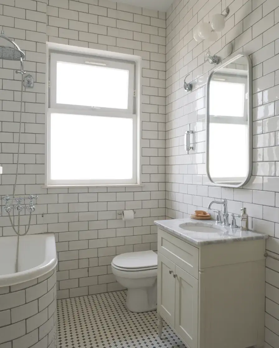 Classic White Bathroom With a Bright Vanity 1
