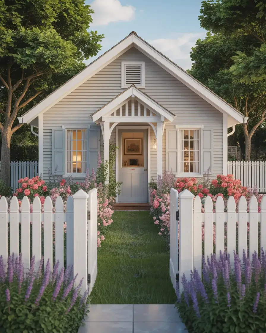 Classic White Picket Front Yard Fence 1