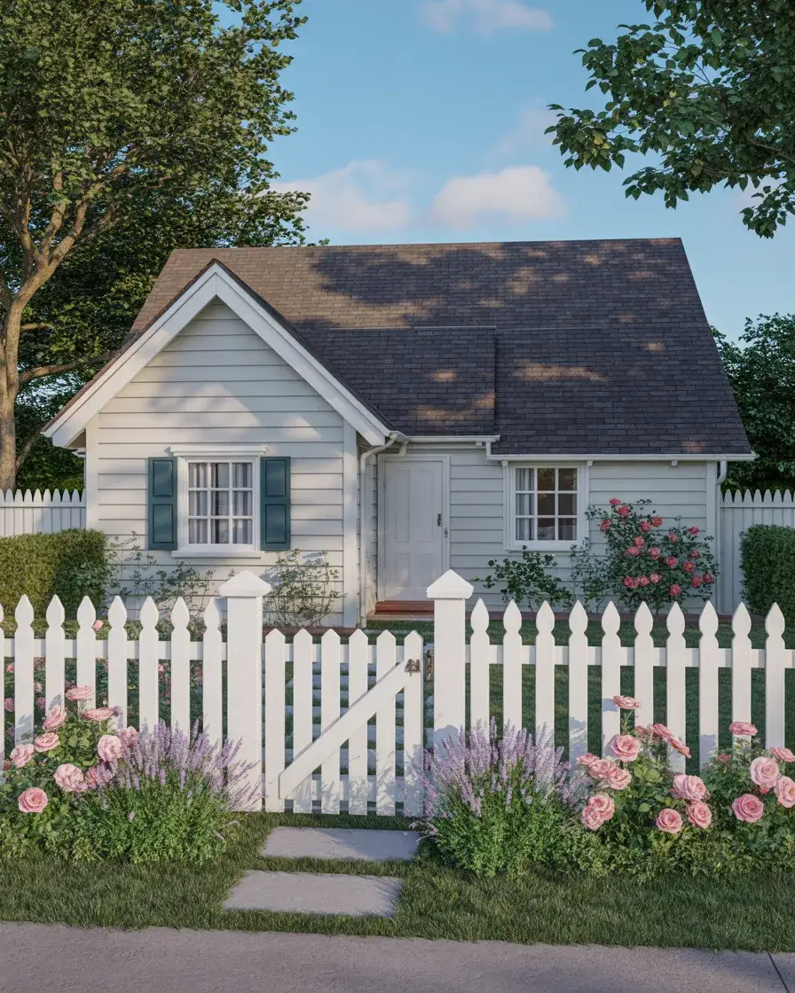 Classic White Picket Front Yard Fence 2