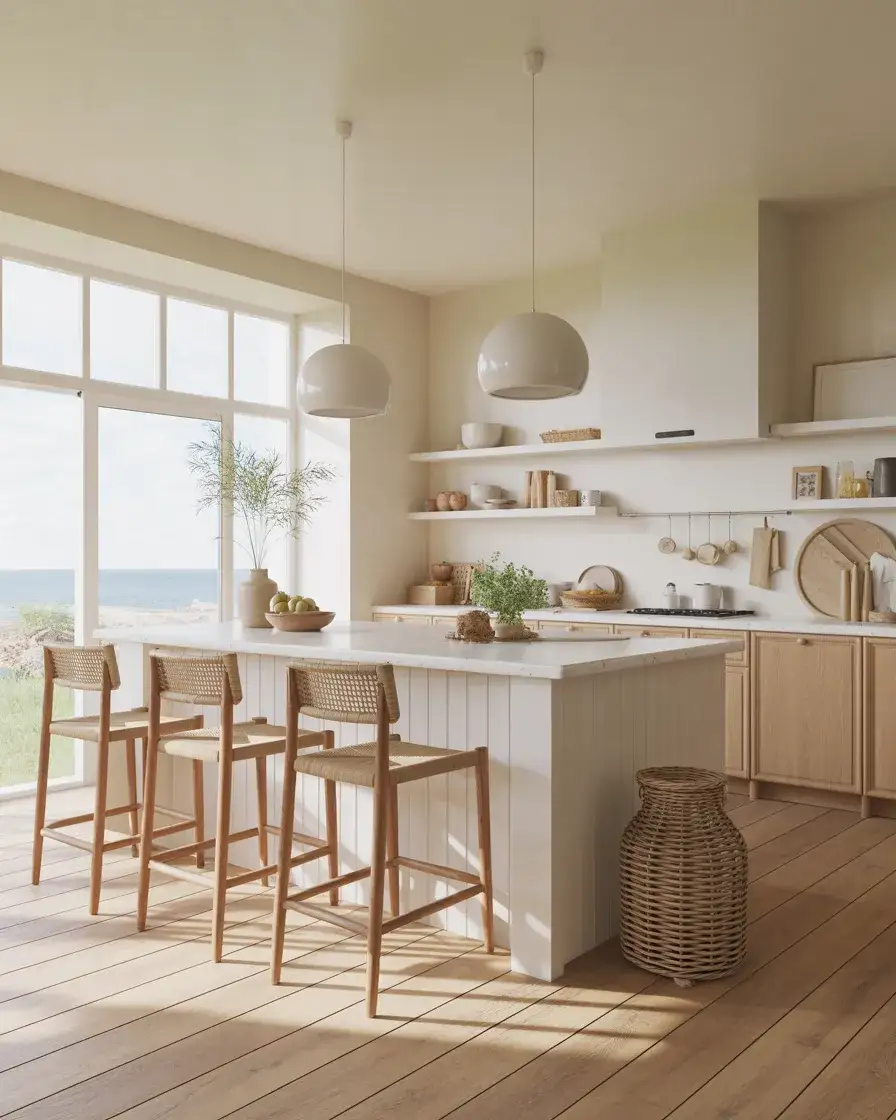 Coastal White Kitchens with Islands 1