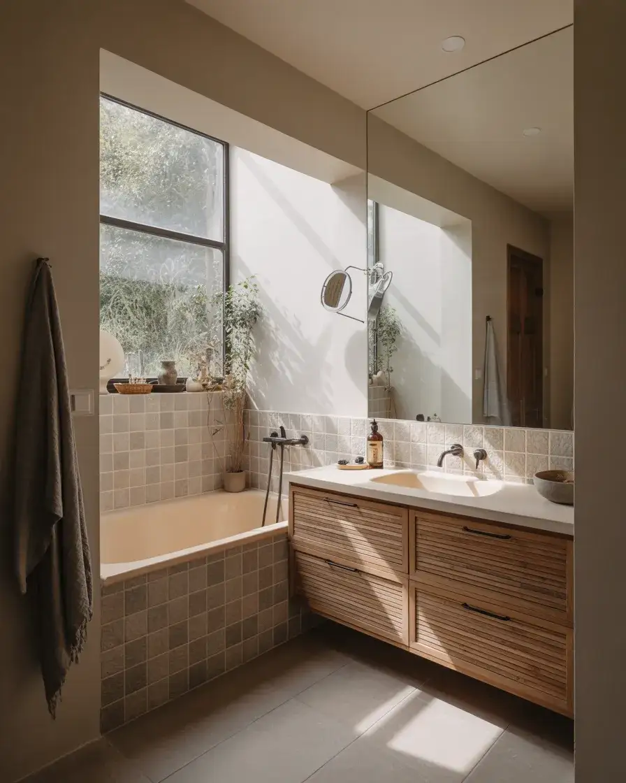 Compact Bathroom With Built In Vanity Storage 1