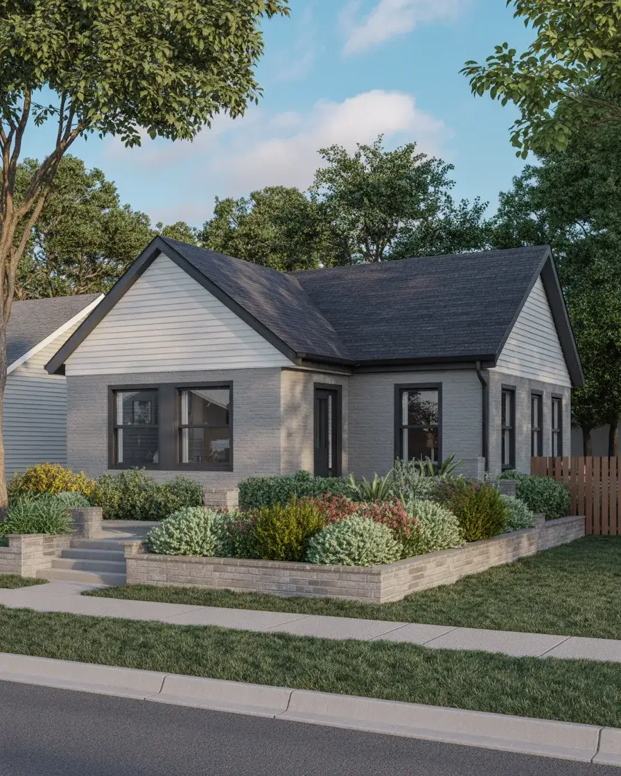 Corner House Landscape with Layered Plants 2