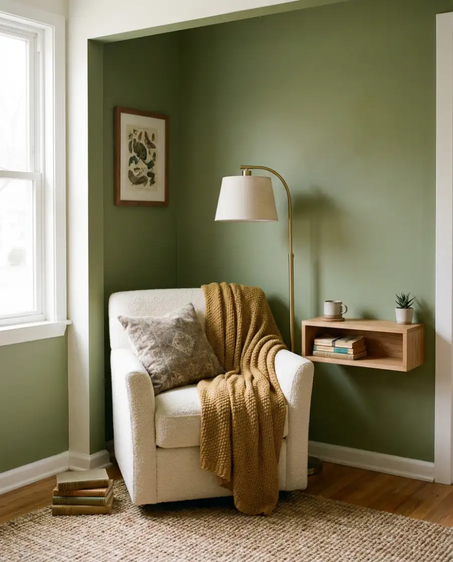 Cozy Green Reading-and-Gaming Nook 1