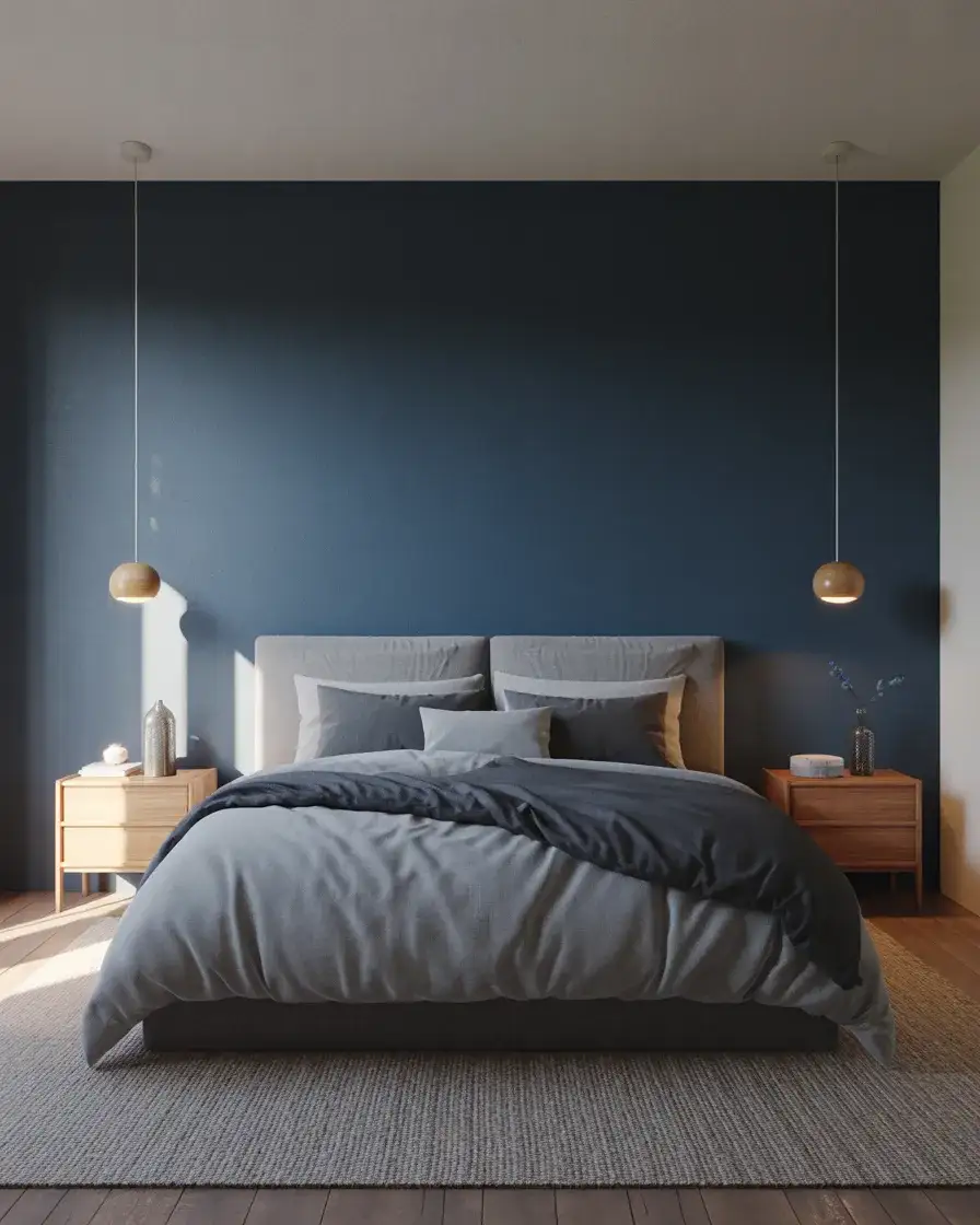 Dark Blue Statement Bedroom 1