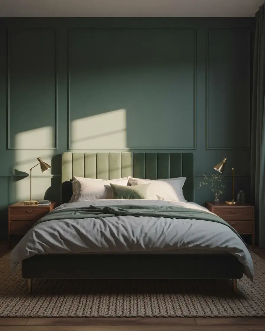 Dramatic Dark Green Bedroom 1
