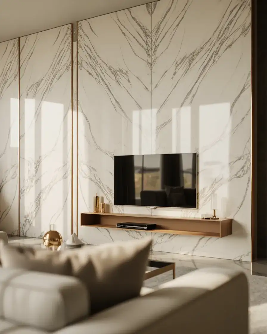 Elegant Marble TV Accent Wall 2