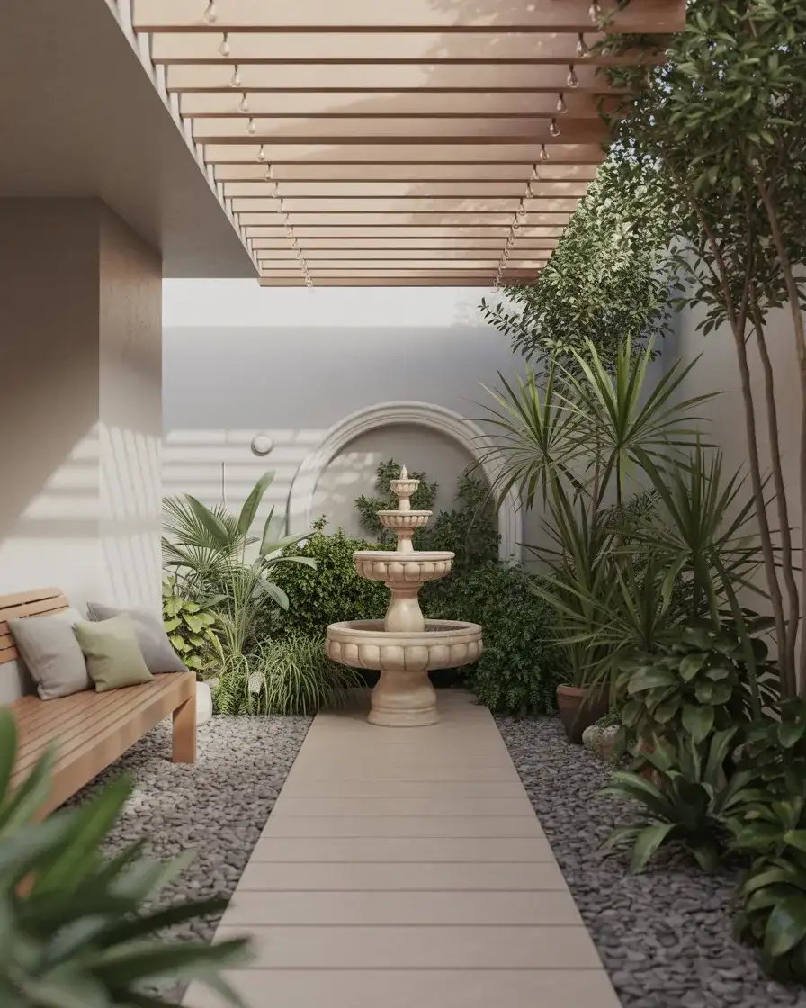 Garden Lounge with Water Fountain 1