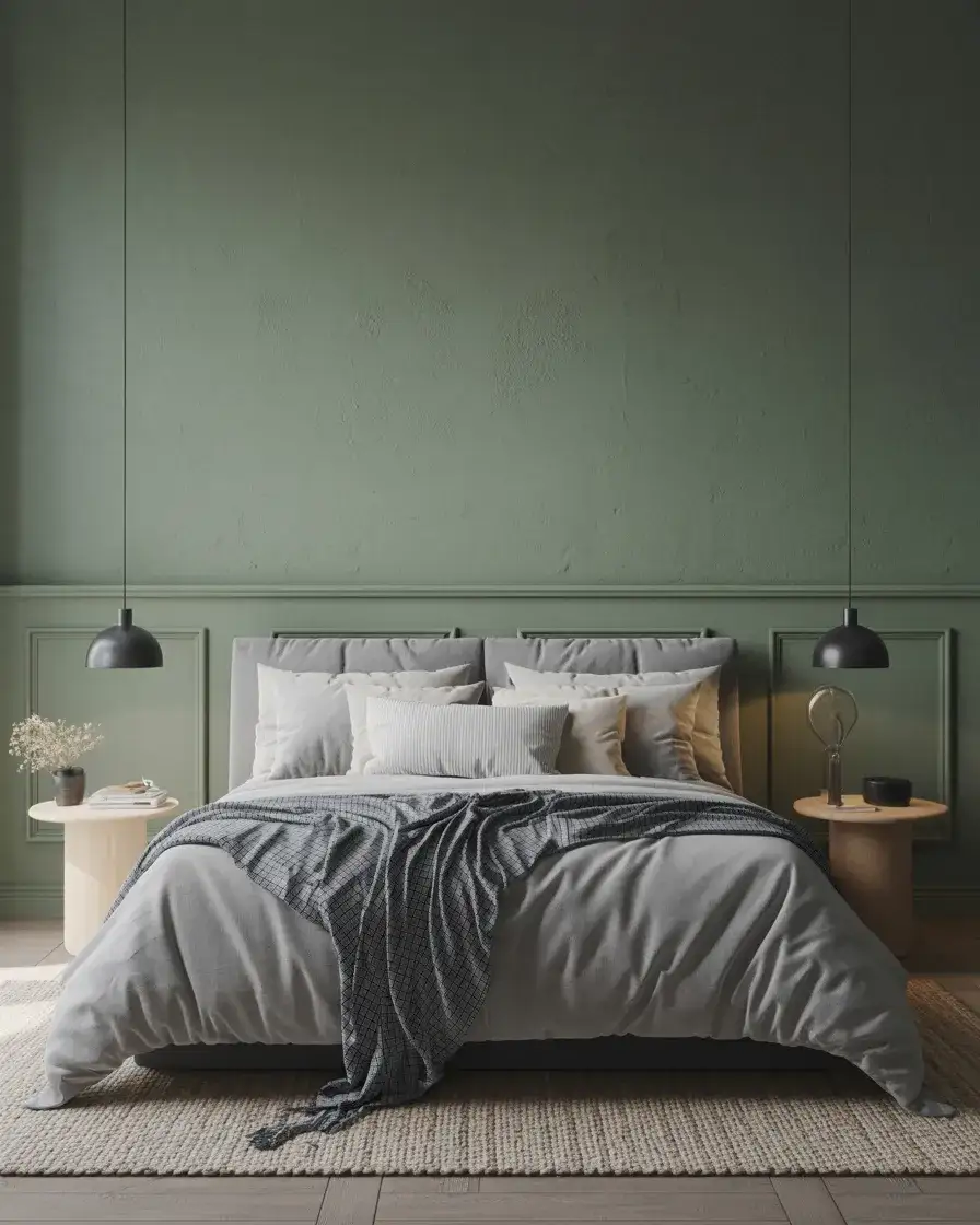 Gray and Green Contemporary Bedroom 1