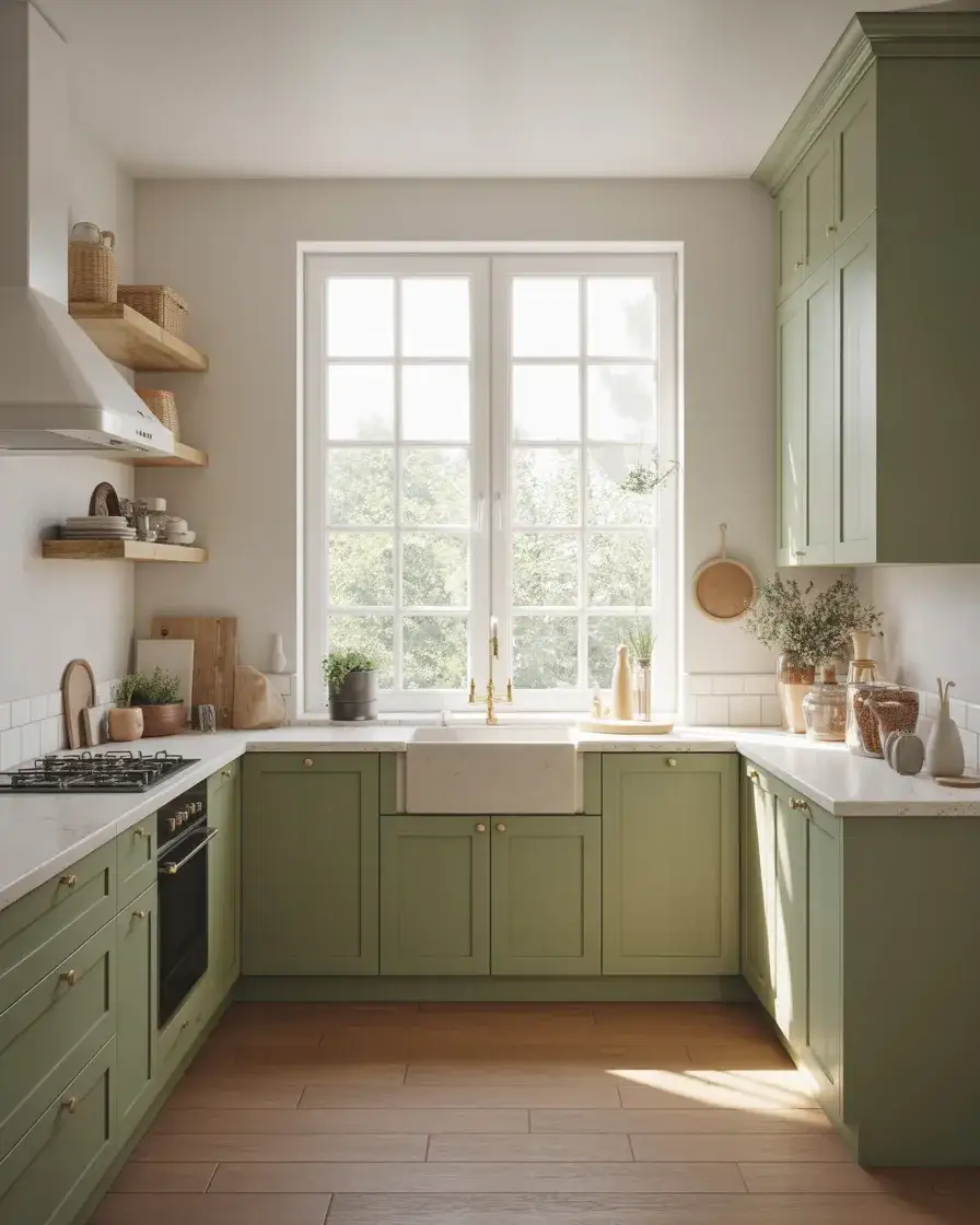 Green Kitchens with Natural Light 1