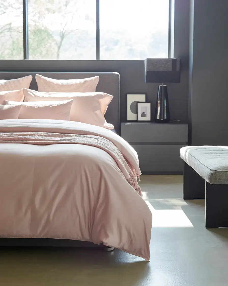 Grey Bedroom with Pink and Black Accents 2