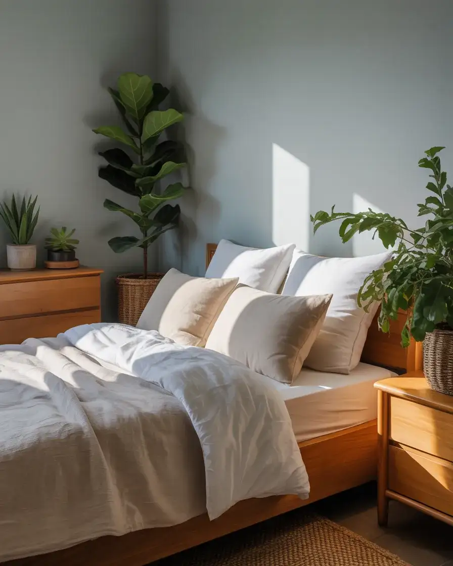 Grey and Green Natural Bedroom 1