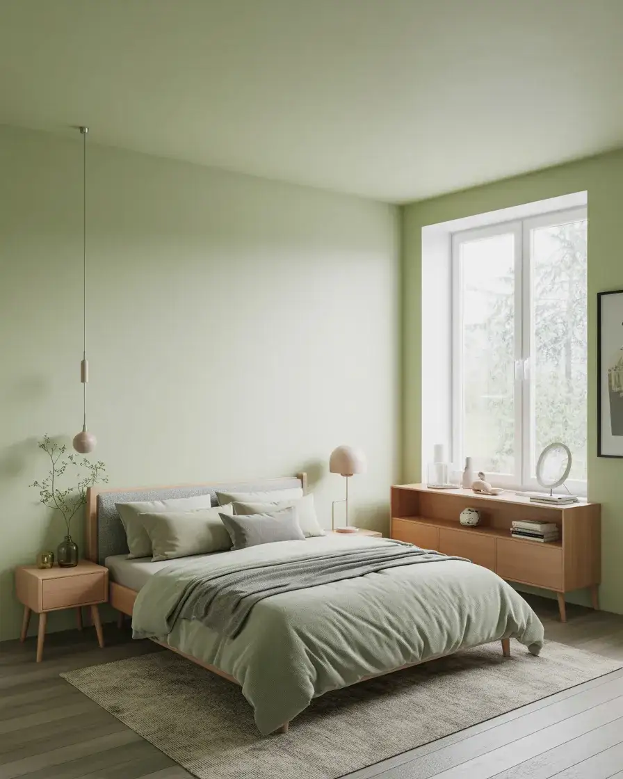 Grey and Mint Scandinavian Bedroom 2