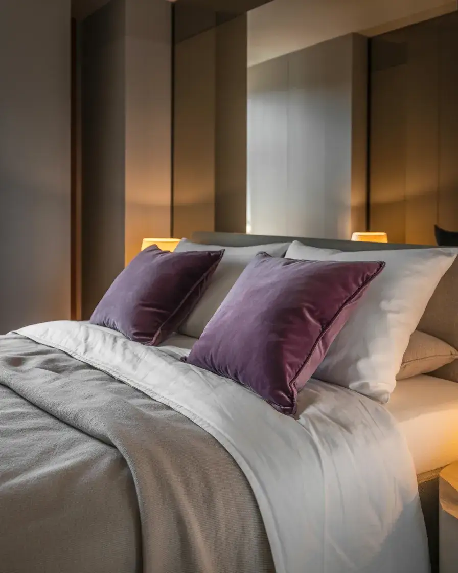 Grey and Purple Elegant Bedroom 2