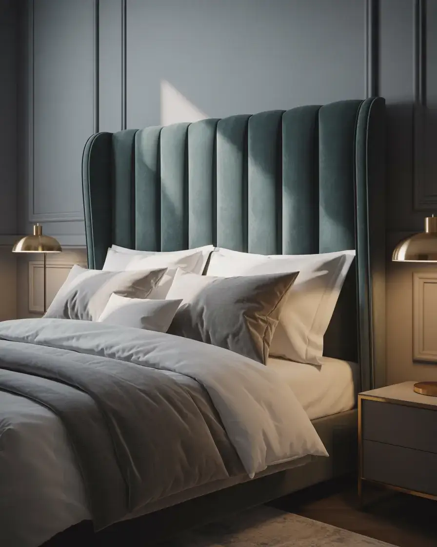 Grey and Teal Statement Bedroom 1