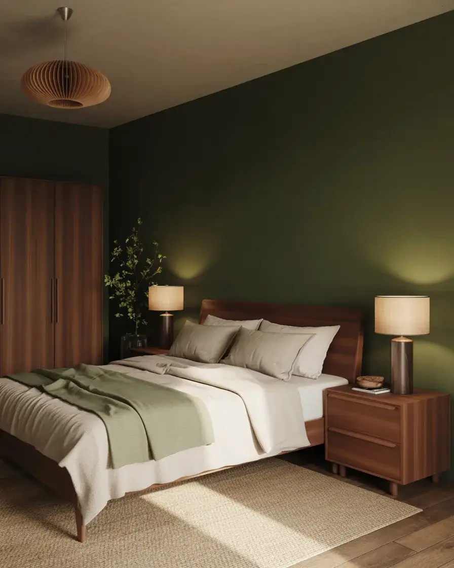 Hunter Green and Wood Bedroom 2