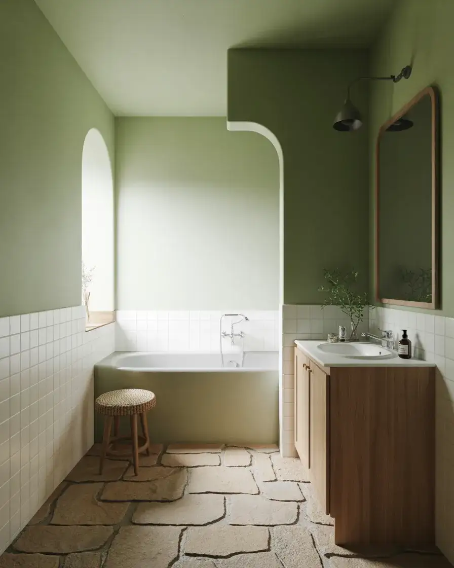 Light Green Bathroom With Natural Textures 1