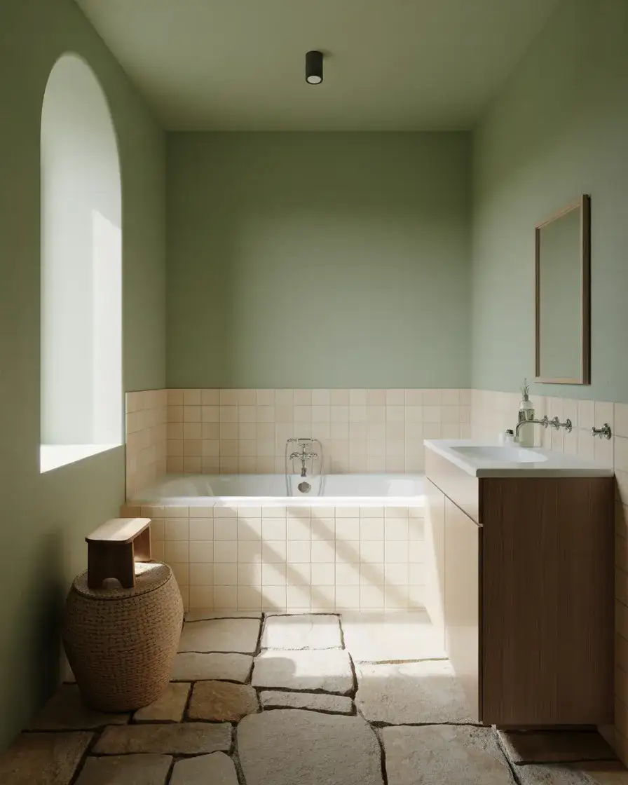 Light Green Bathroom With Natural Textures 2