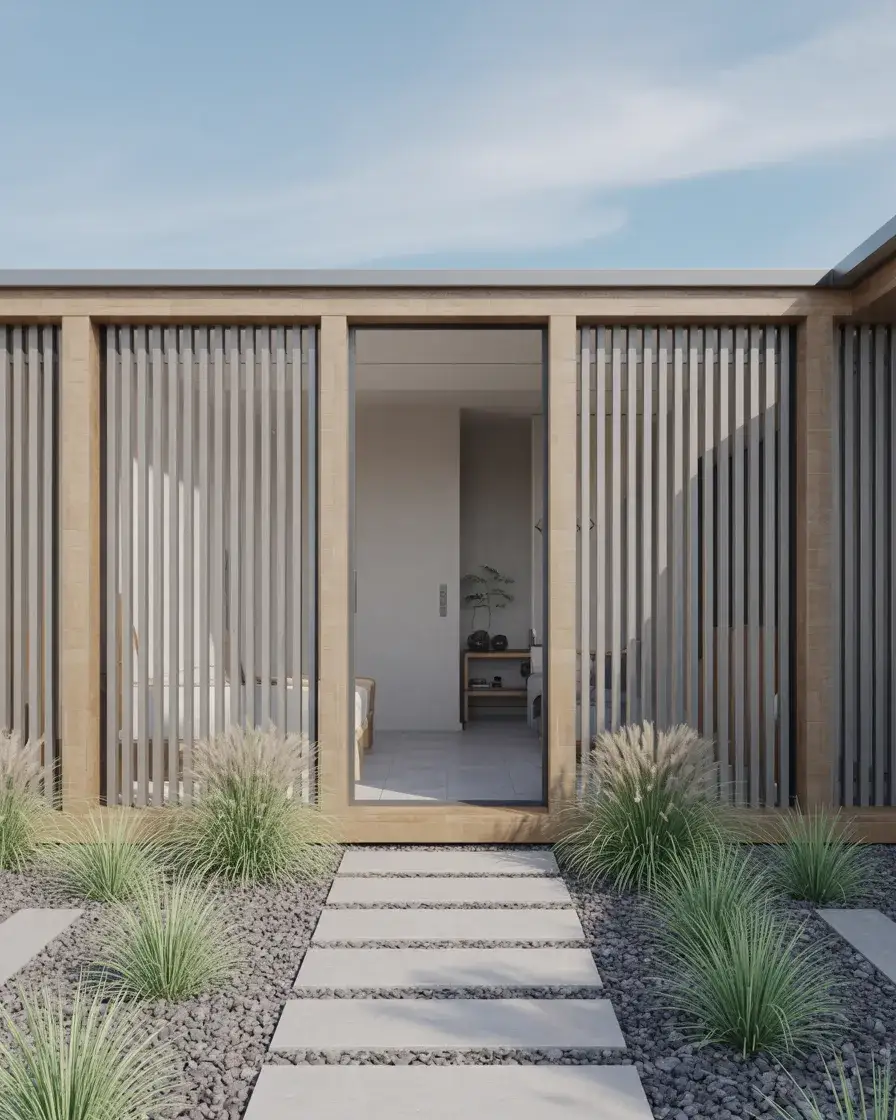 Metal Panel Fence with Wooden Frame 2