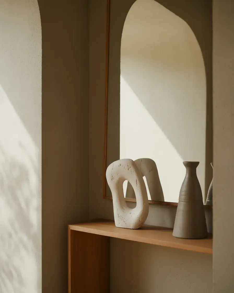 Minimal Entry Table with Sculptural Decor 2