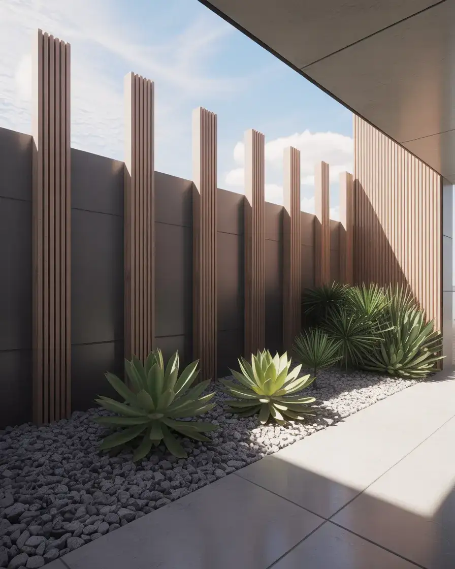 Minimalist Sheet Metal and Wood Fence 1