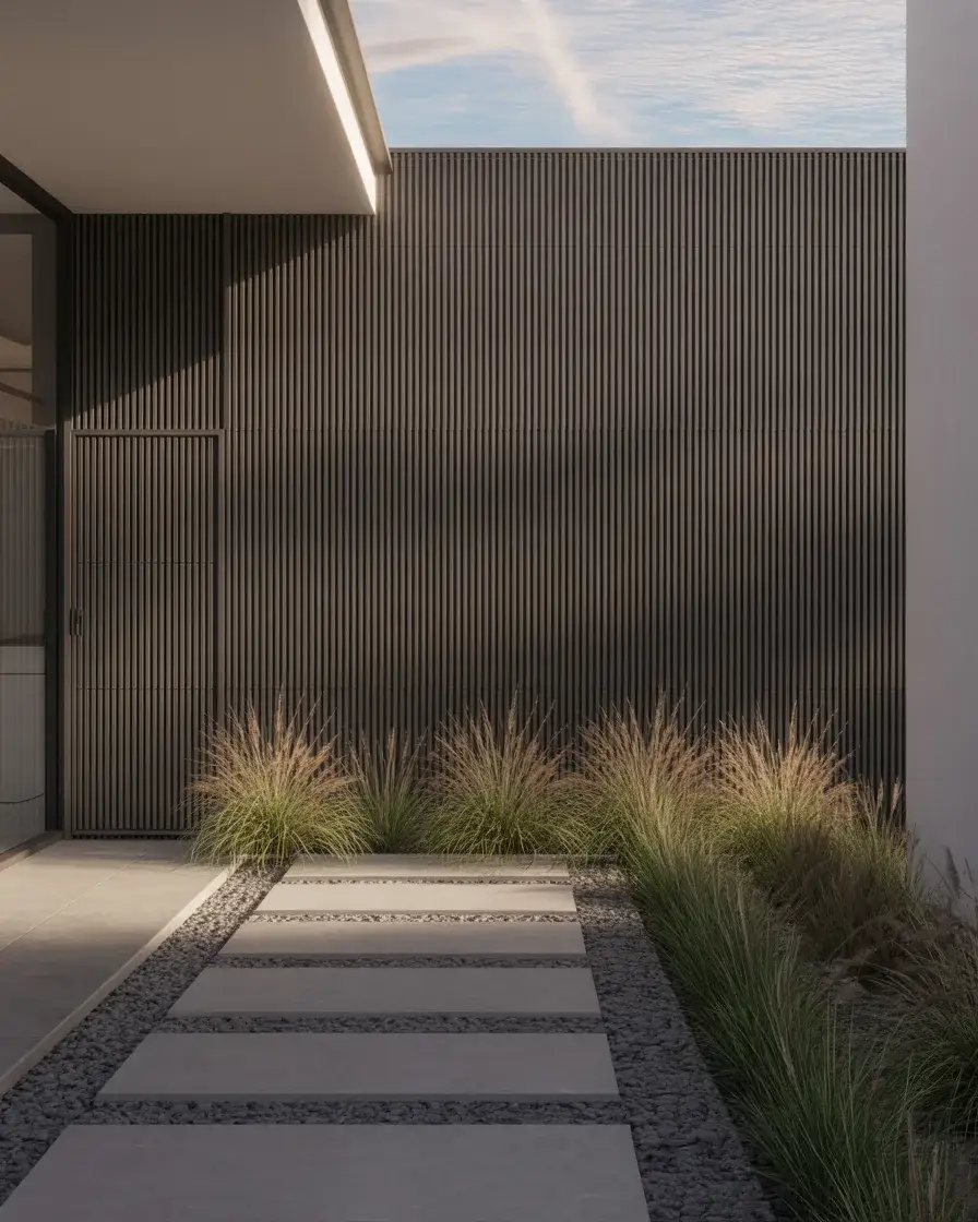 Modern Black Slat Privacy Fence 1