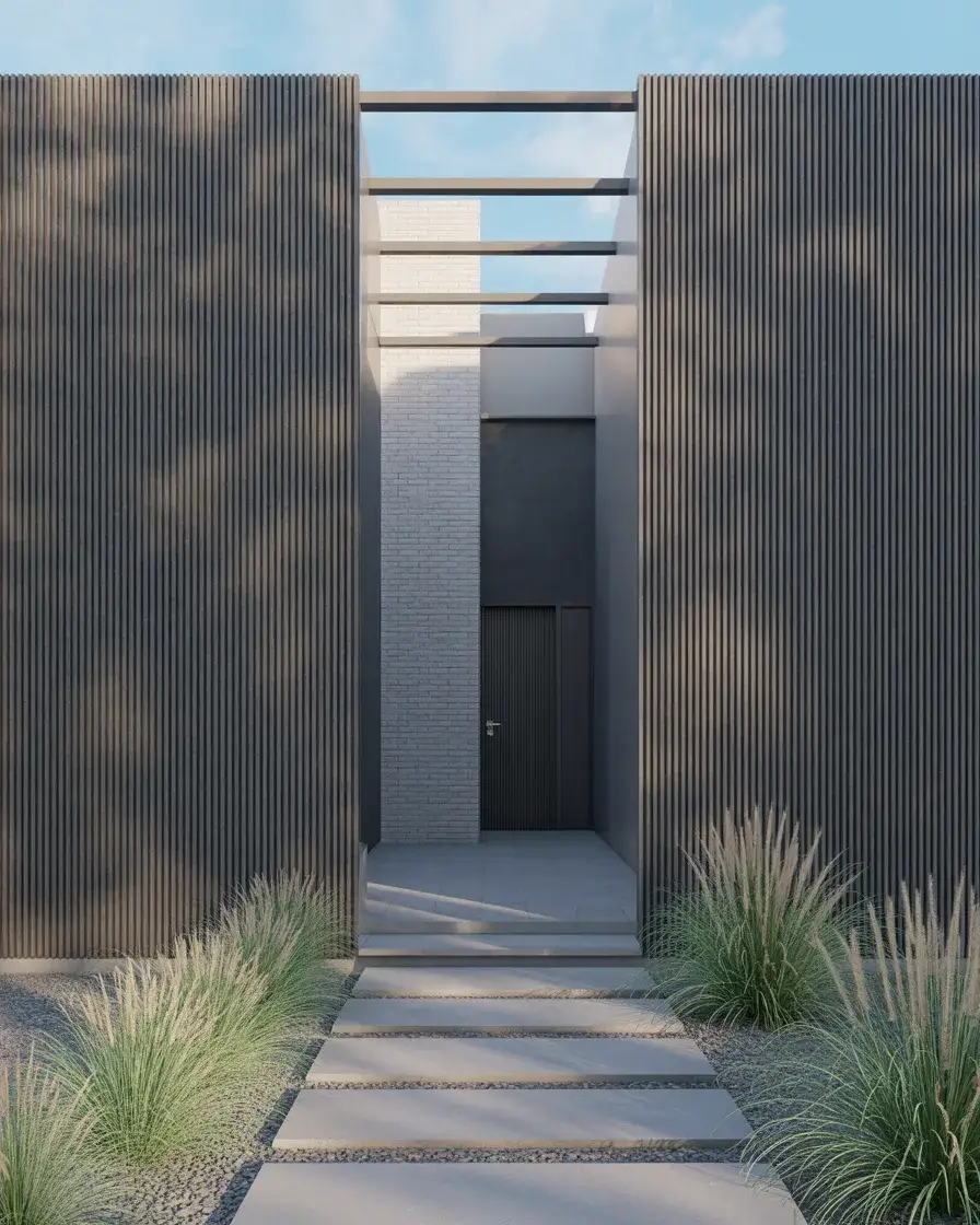 Modern Black Slat Privacy Fence 2