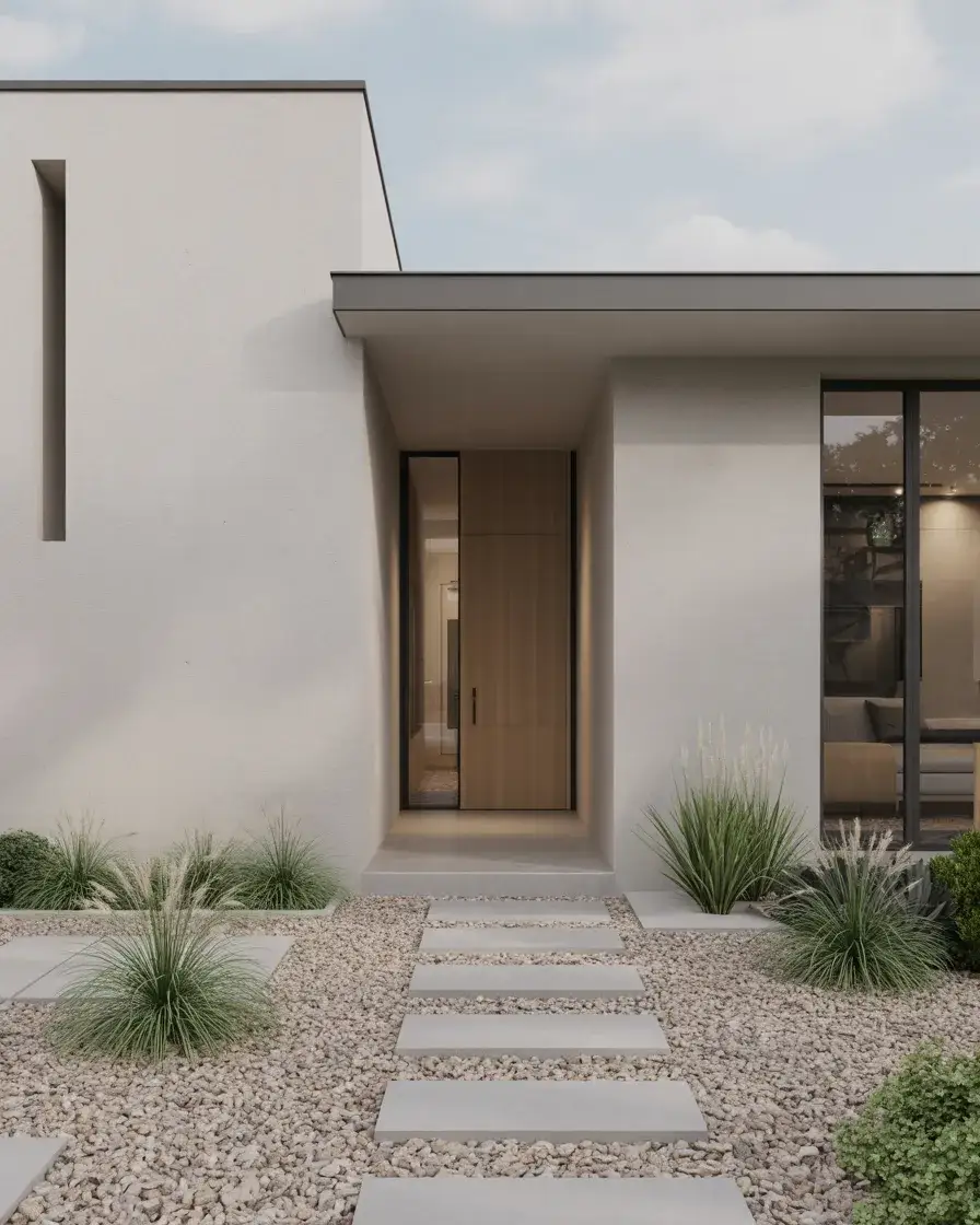 Modern Gravel Front Yard with Minimal Plants 1