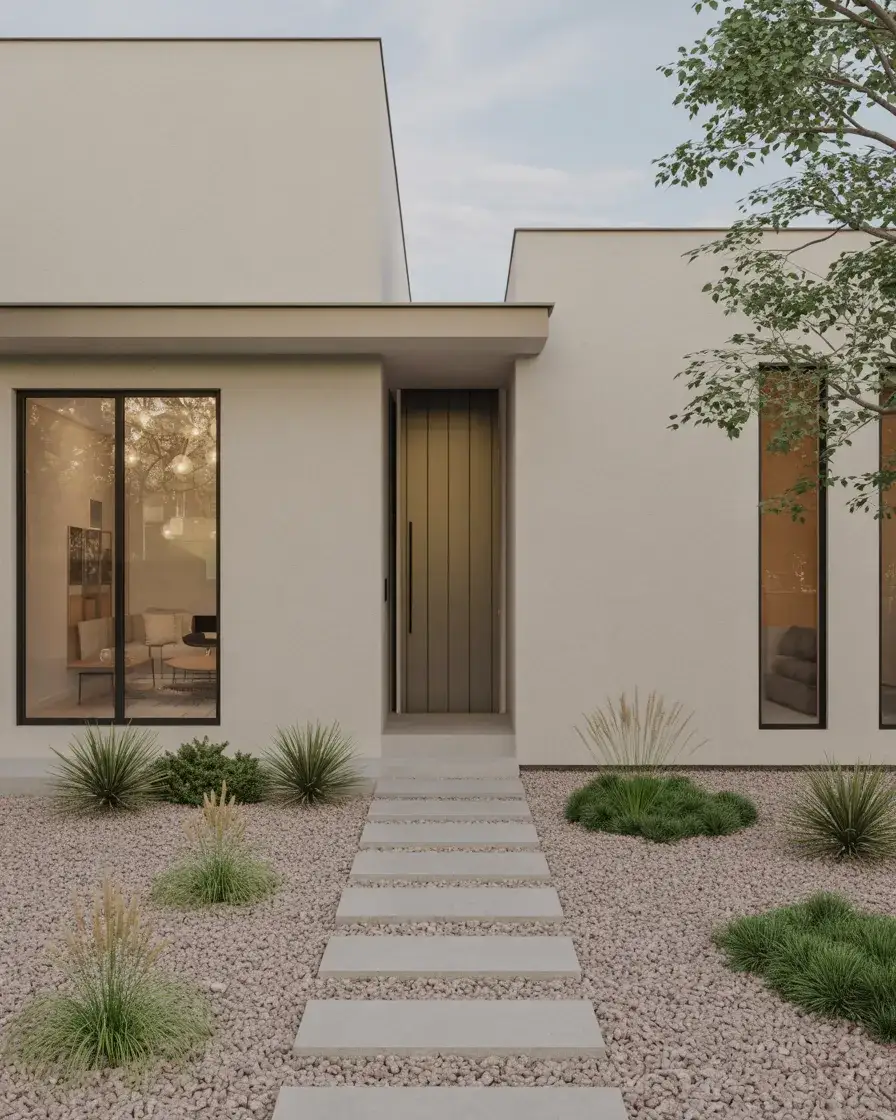 Modern Gravel Front Yard with Minimal Plants 2