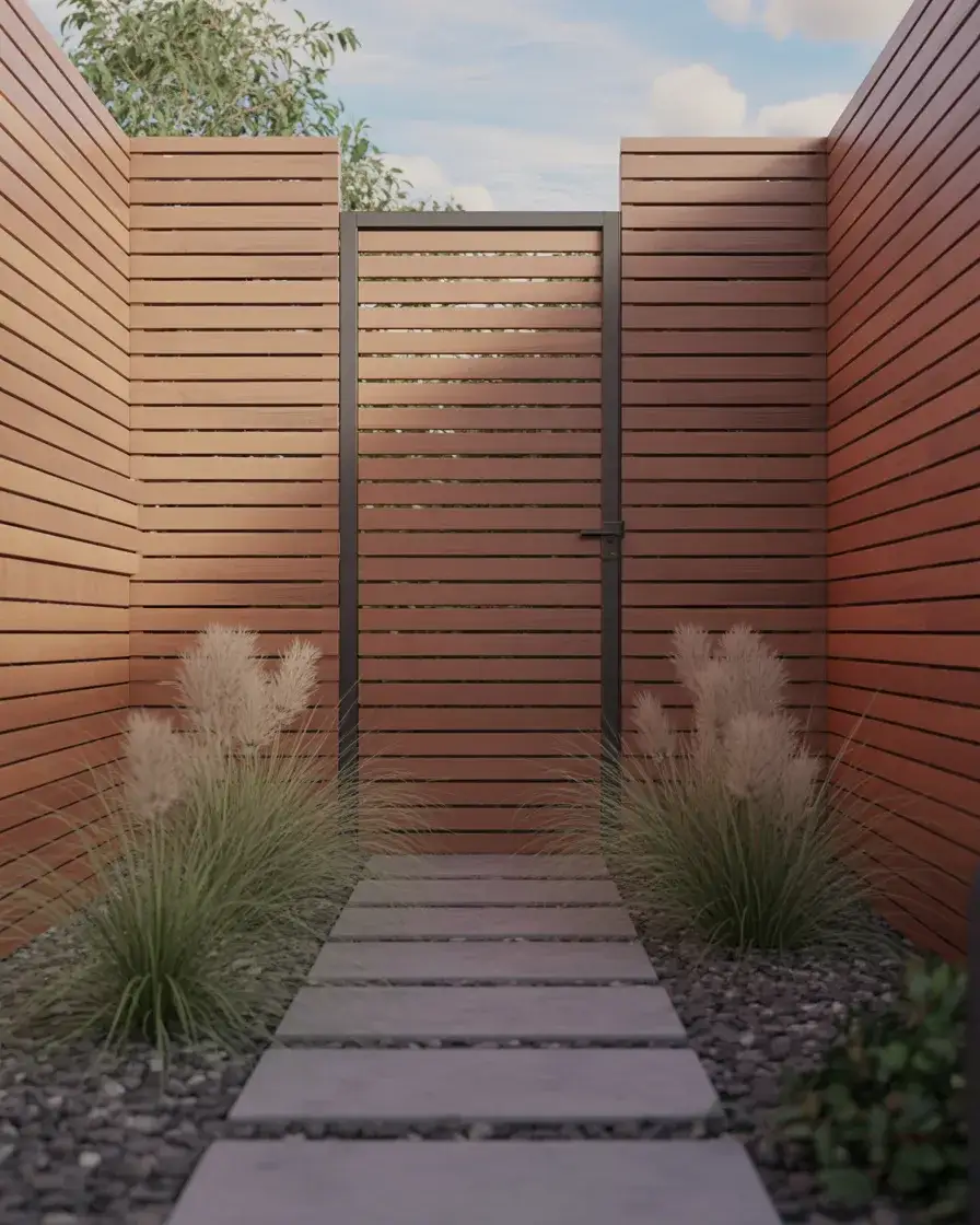 Modern Horizontal Wooden Privacy Fence 1