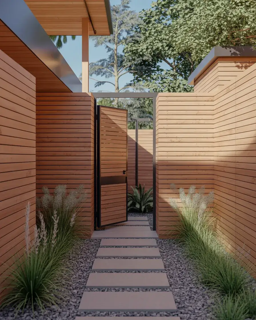 Modern Horizontal Wooden Privacy Fence 2