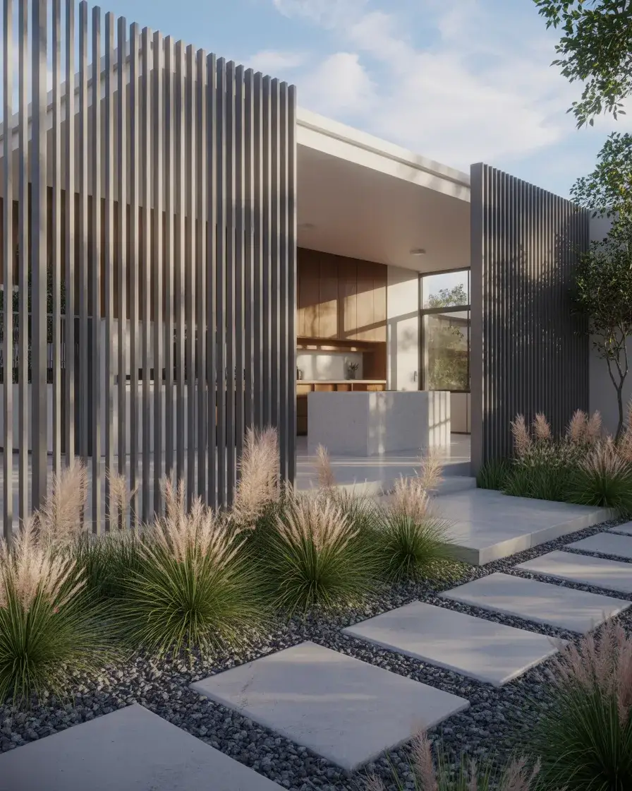 Modern Vertical Metal Fence 1