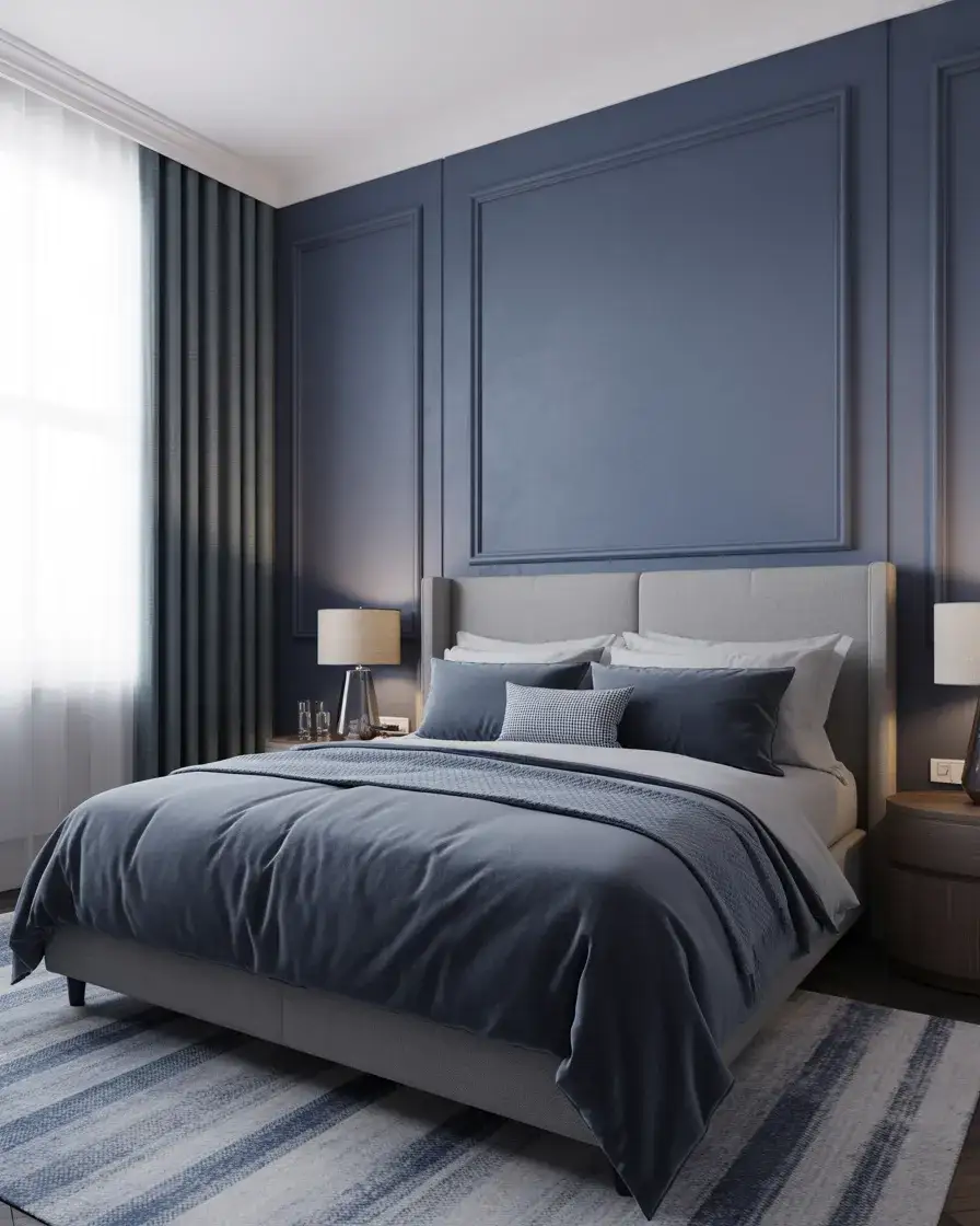 Navy and Gray Hotel-Inspired Bedroom 1