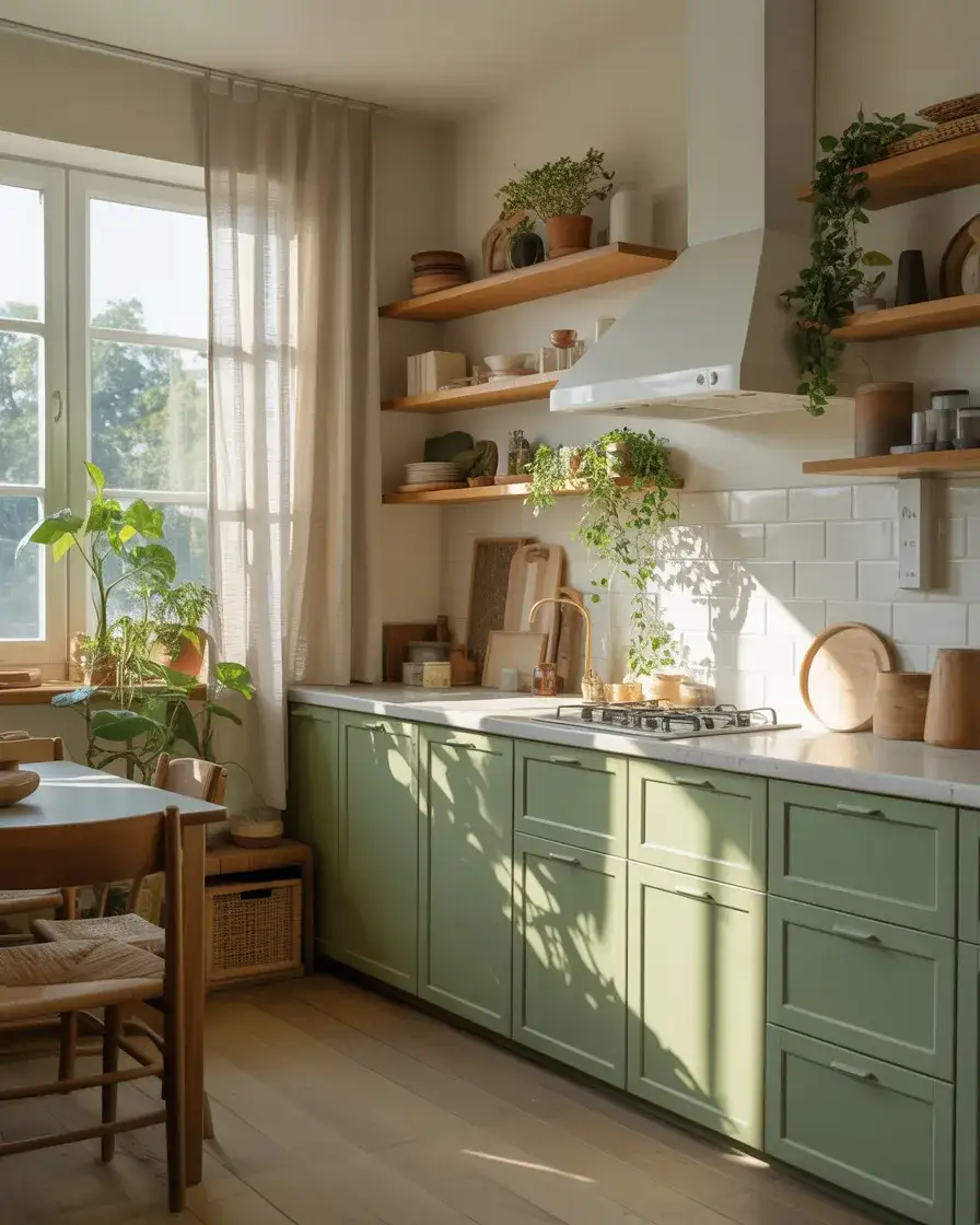 Organic Green Kitchens with Natural Warmth 1
