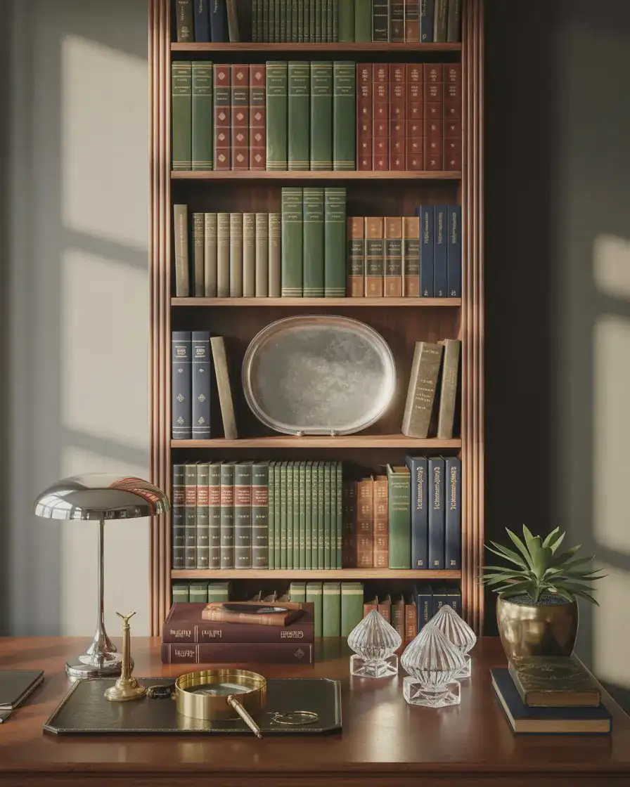 Preppy Office Bookshelf Styling 1