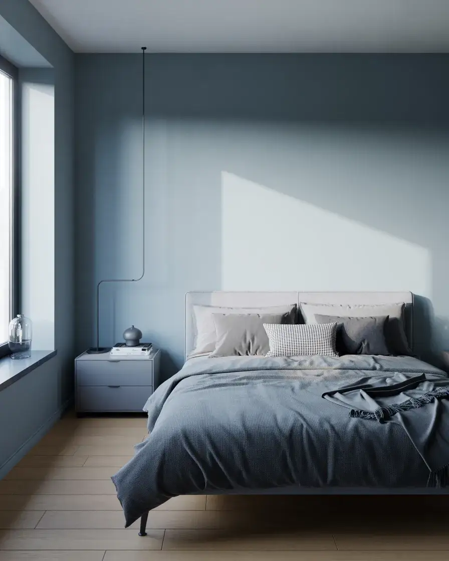 Relaxed Blue Modern Apartment Bedroom 1