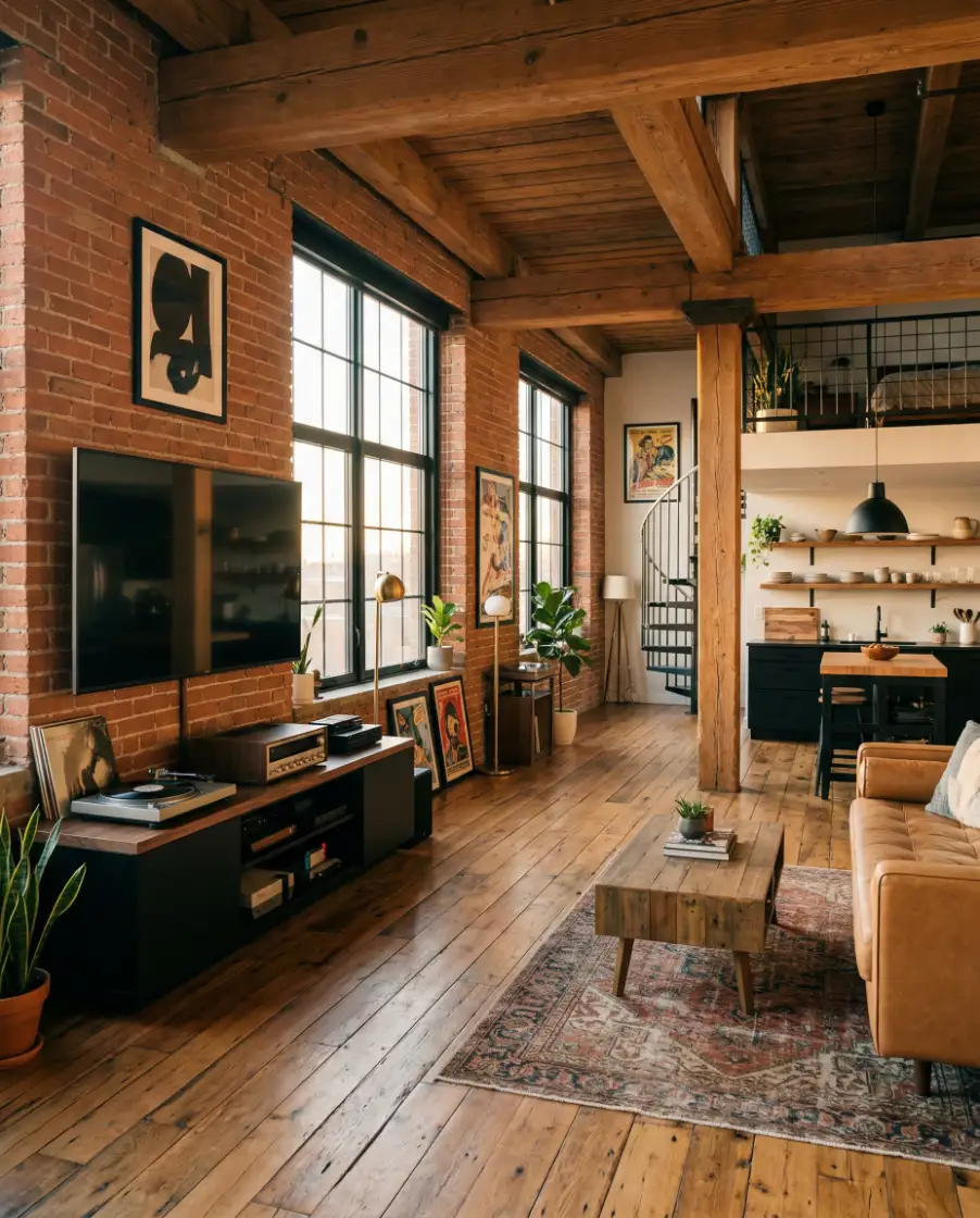Retro Black and Wood Loft Setup 2