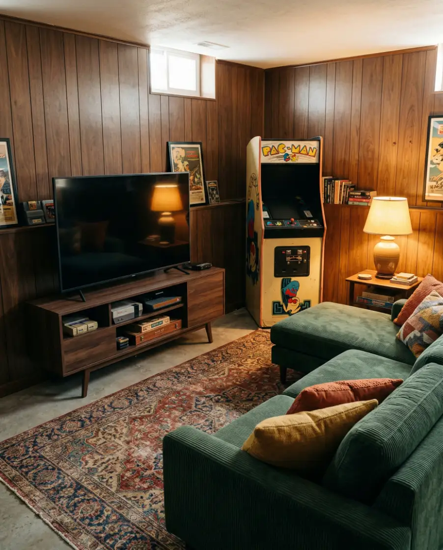 Retro Wood Basement Arcade 2
