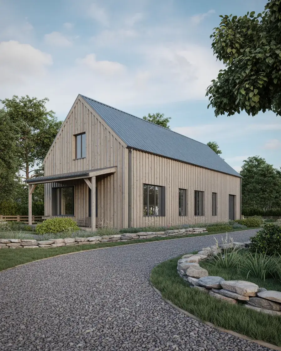 Rustic Farmhouse Gravel Drive Garden 2