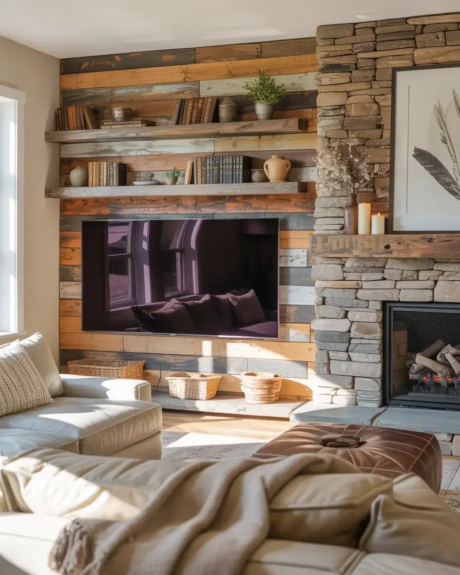 Rustic Farmhouse TV Wall 1
