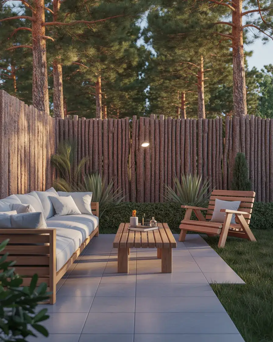 Rustic Log Privacy Fence for Natural Landscapes 1