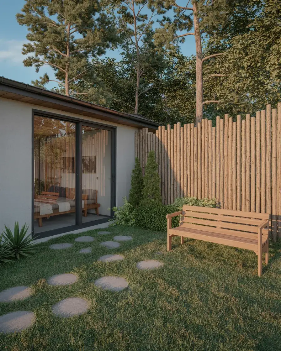 Rustic Log Privacy Fence for Natural Landscapes 2