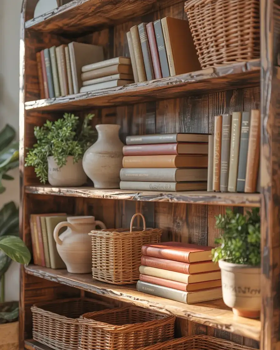 Rustic Shelves With Natural Texture 1