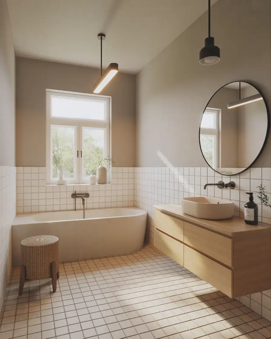 Scandinavian Inspired Small Bathroom With Tub 1