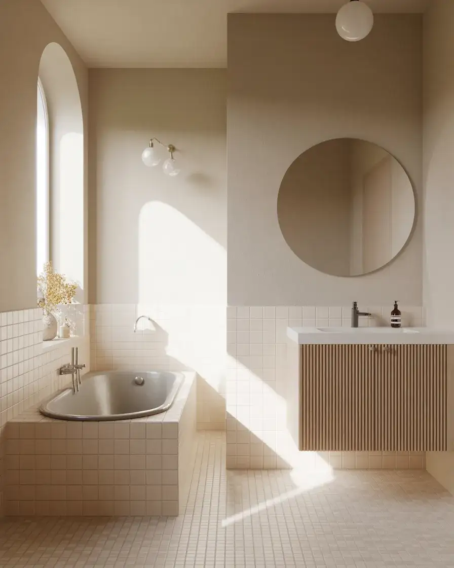 Scandinavian Inspired Small Bathroom With Tub 2