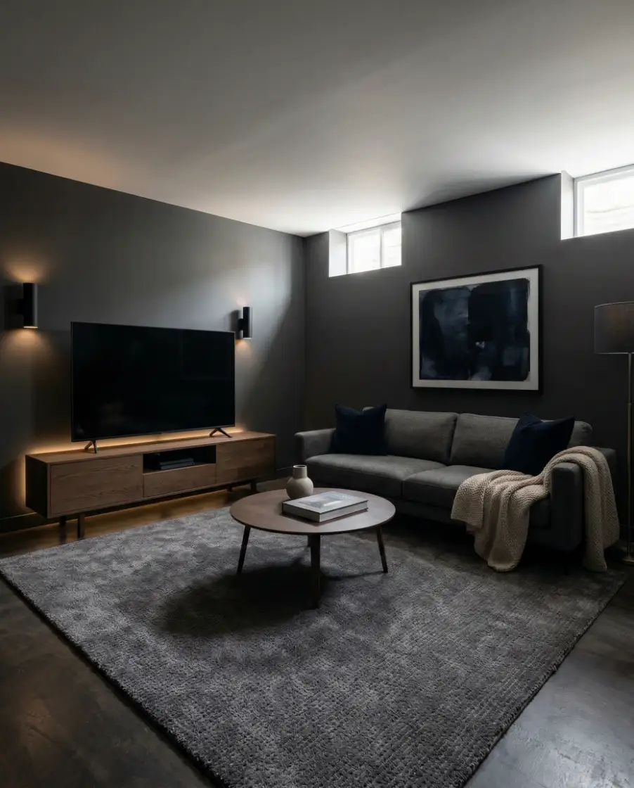 Simple Dark Basement Den 1