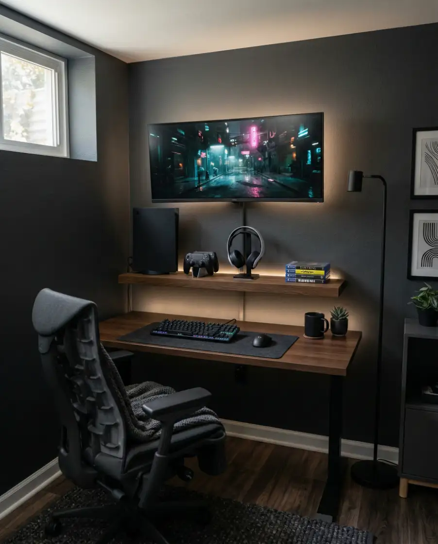 Simple Dark Basement Den 2