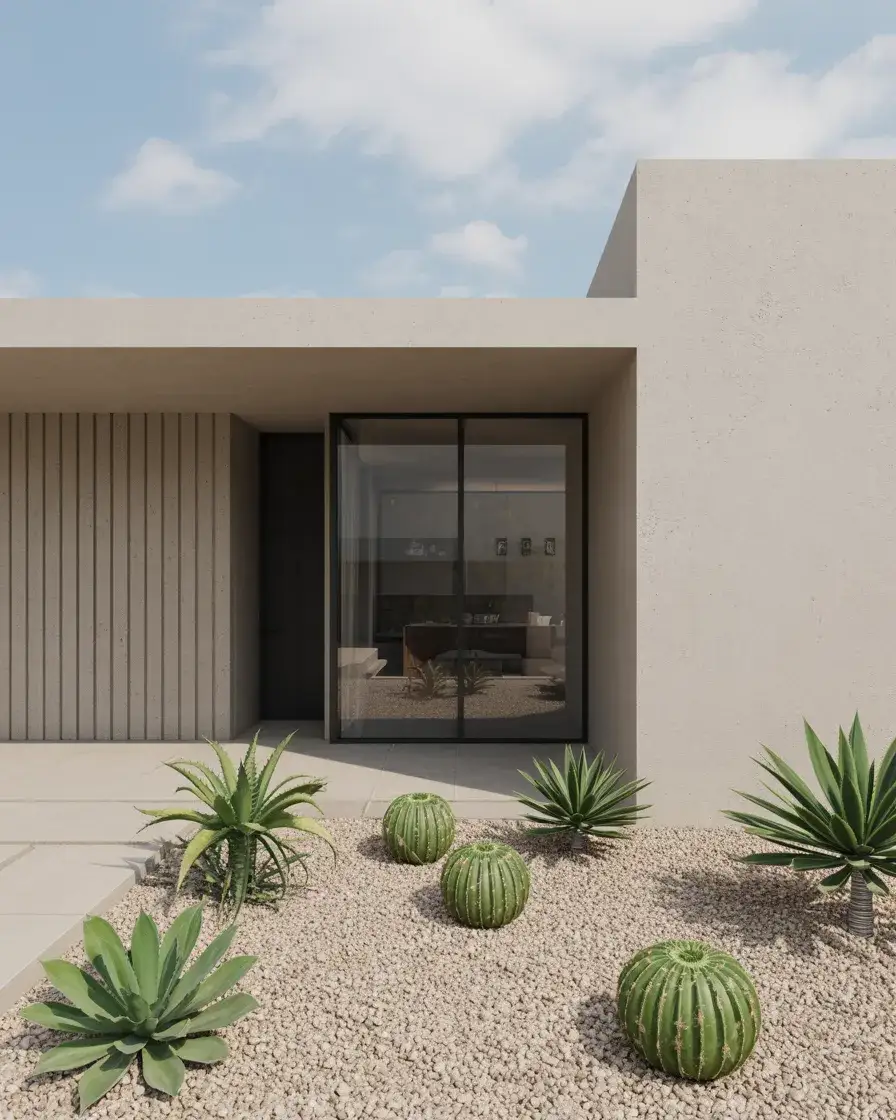 Simple Gravel and Succulent Front Yard 1