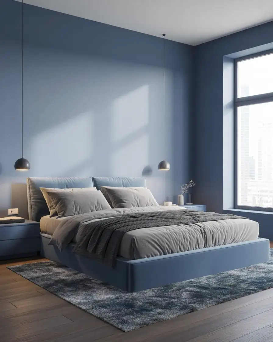 Sleek Modern Blue Bedroom 2